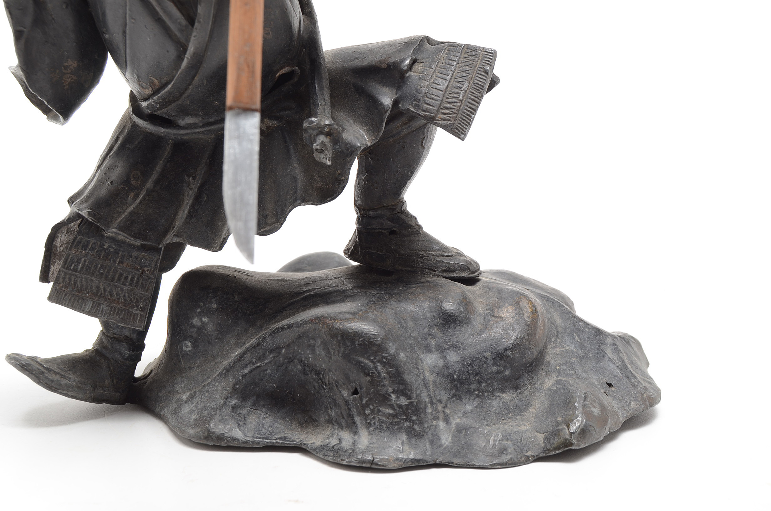 Base Metal Sculpture of Japanese Samurai Warrior