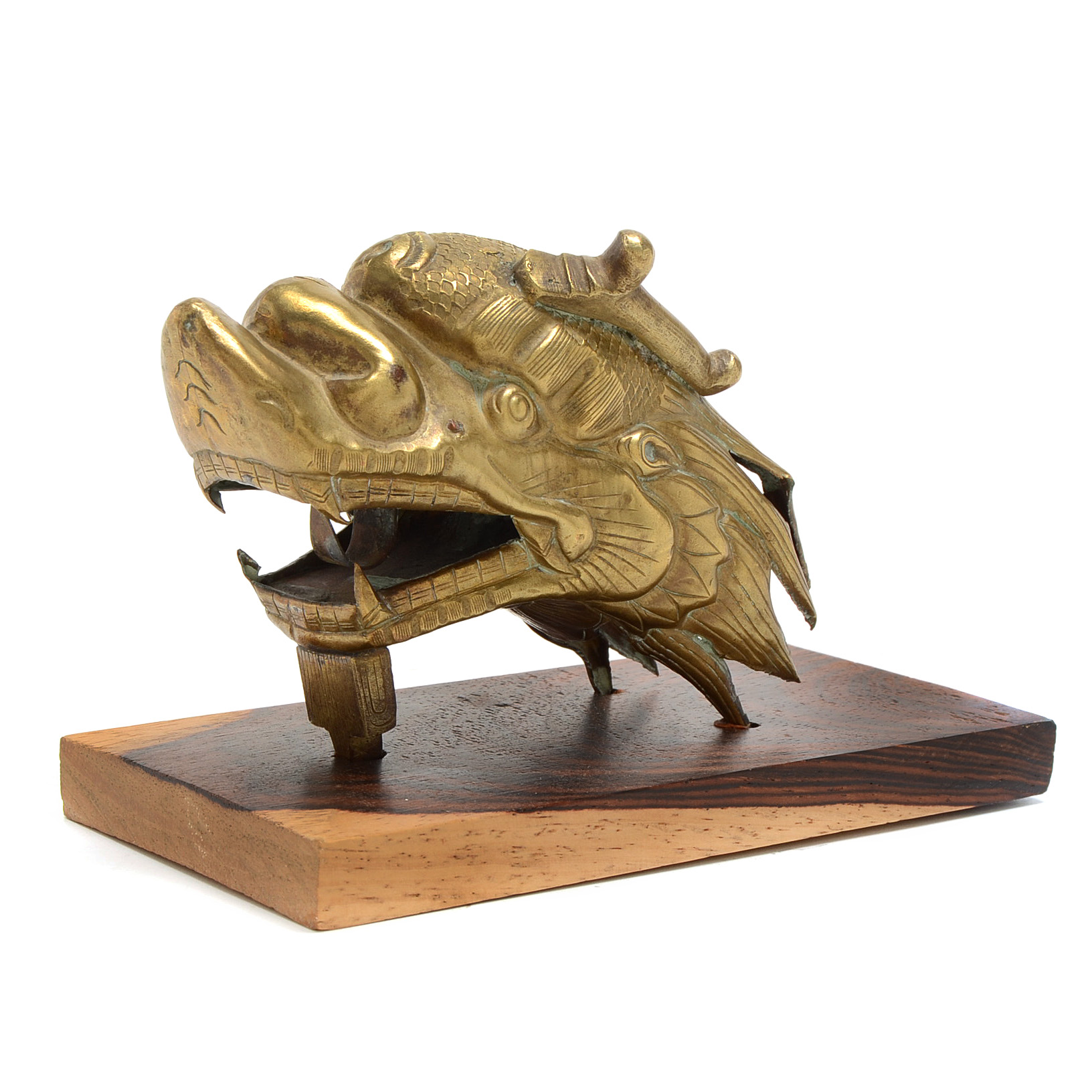 Brass Chinese Dragon on Kingwood Base