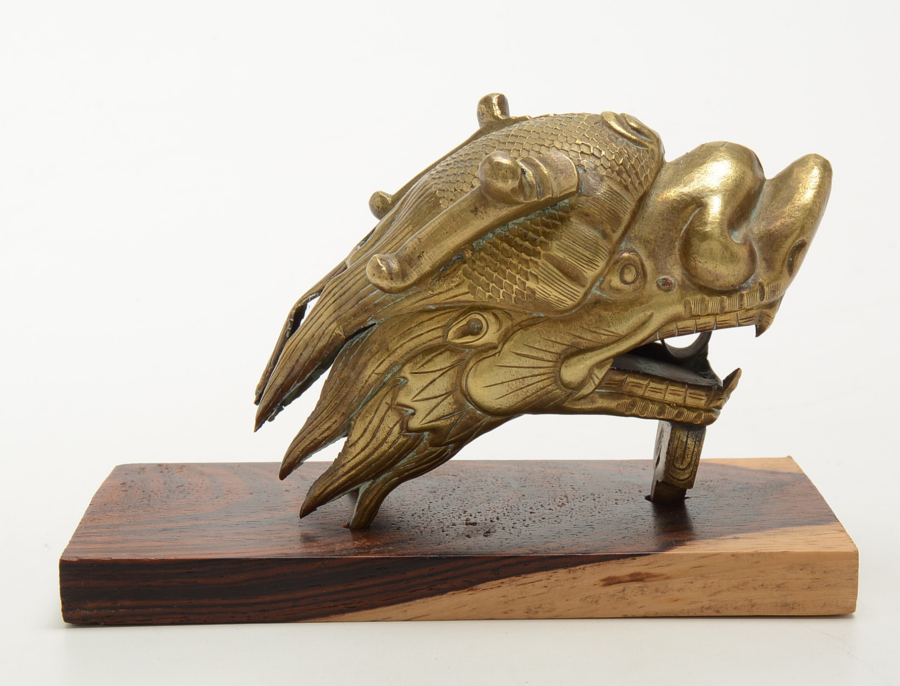 Brass Chinese Dragon on Kingwood Base