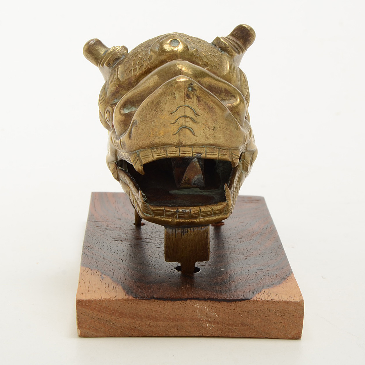 Brass Chinese Dragon on Kingwood Base