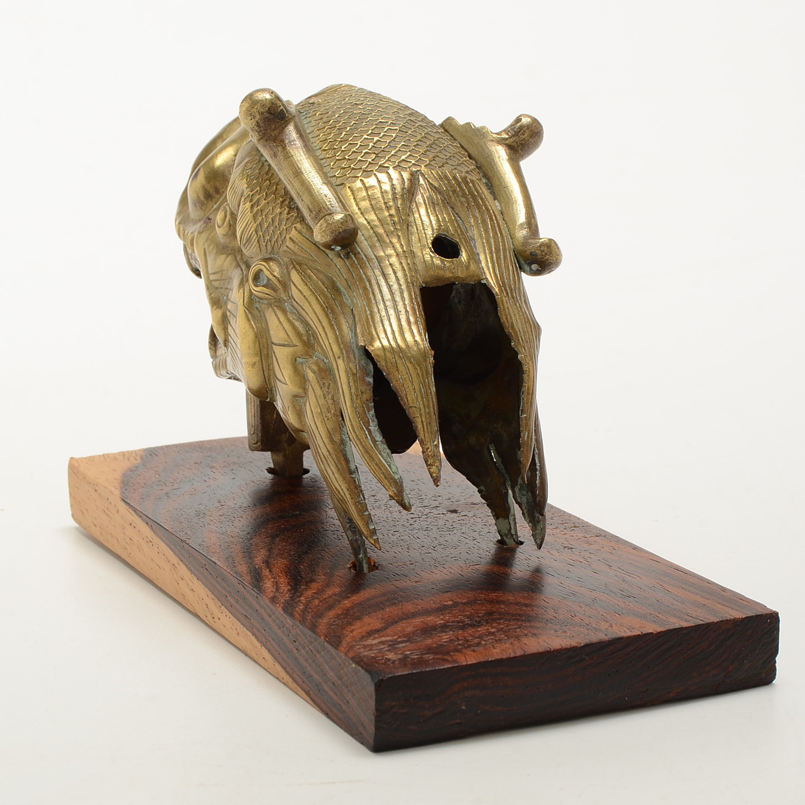 Brass Chinese Dragon on Kingwood Base