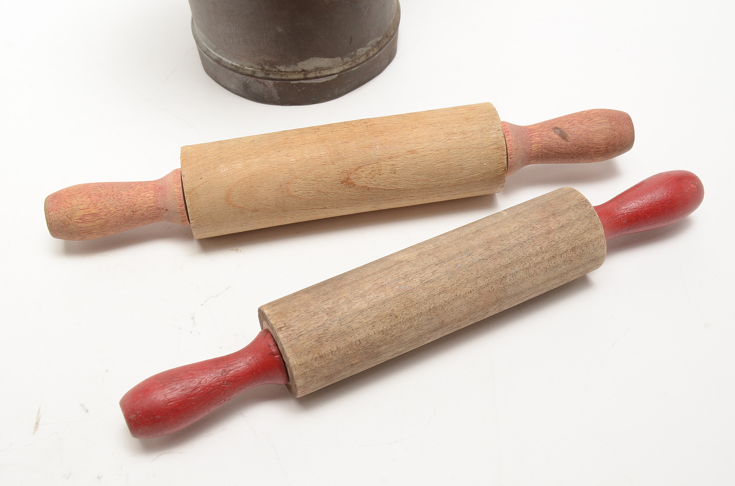 Tin Pint Measure and Two Miniature Rolling Pins