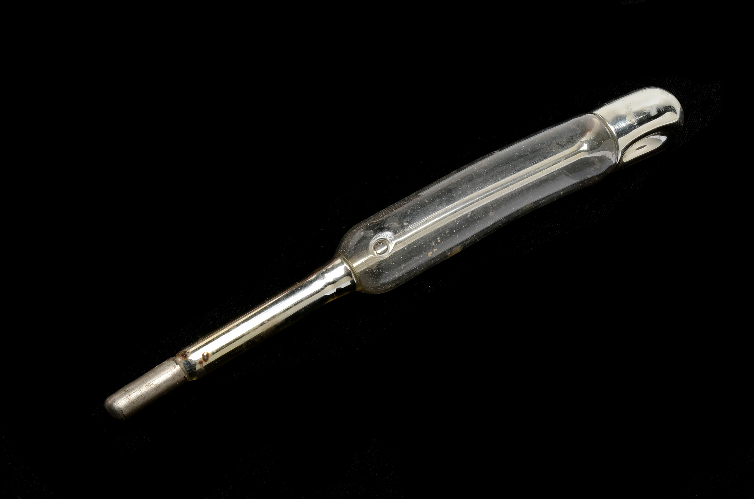 Redwood Cigar Box with Blown Glass Laboratory Instruments