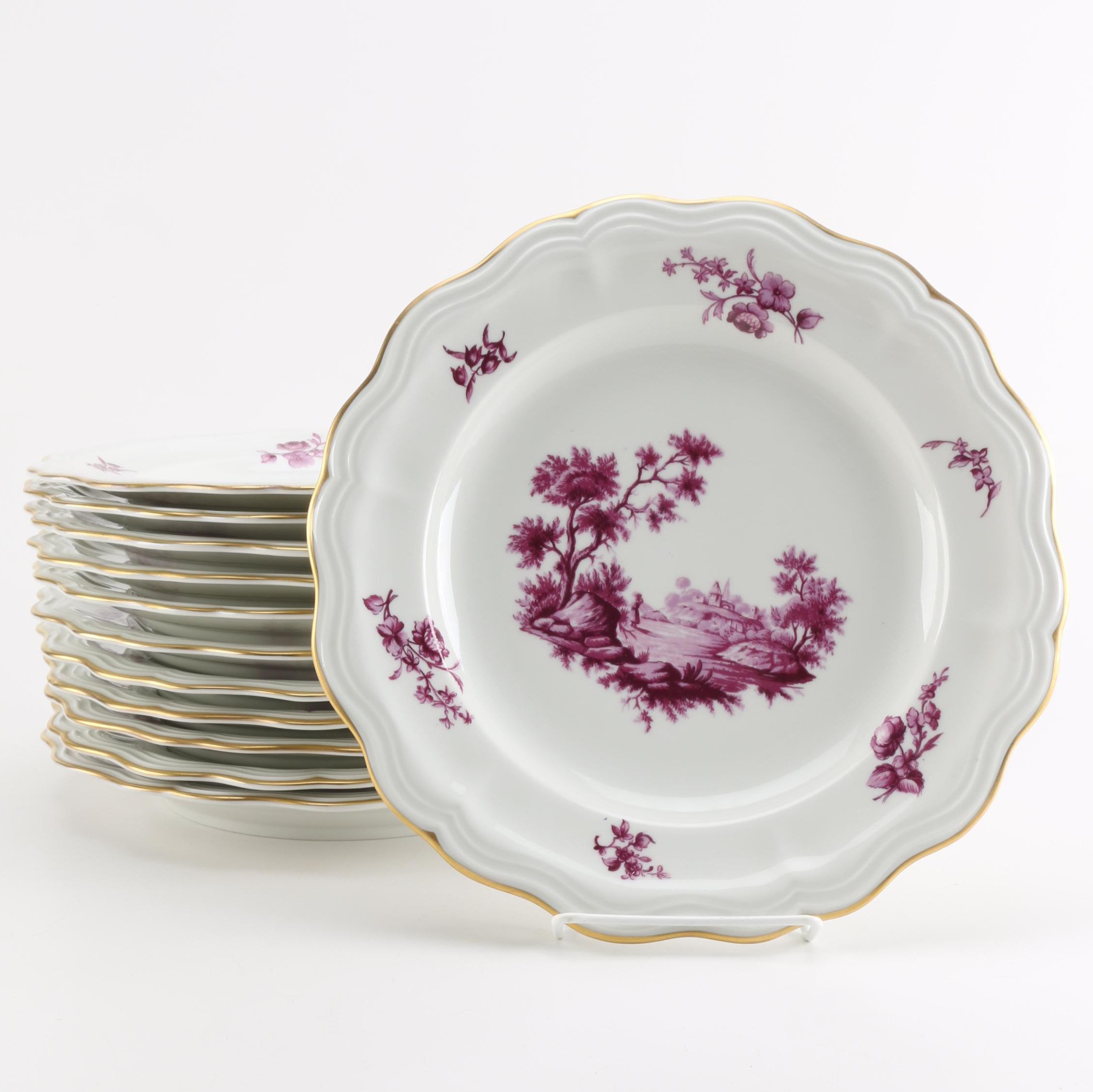 L. Bernardaud & Co Limoges "Vincennes" Toile Porcelain Plates