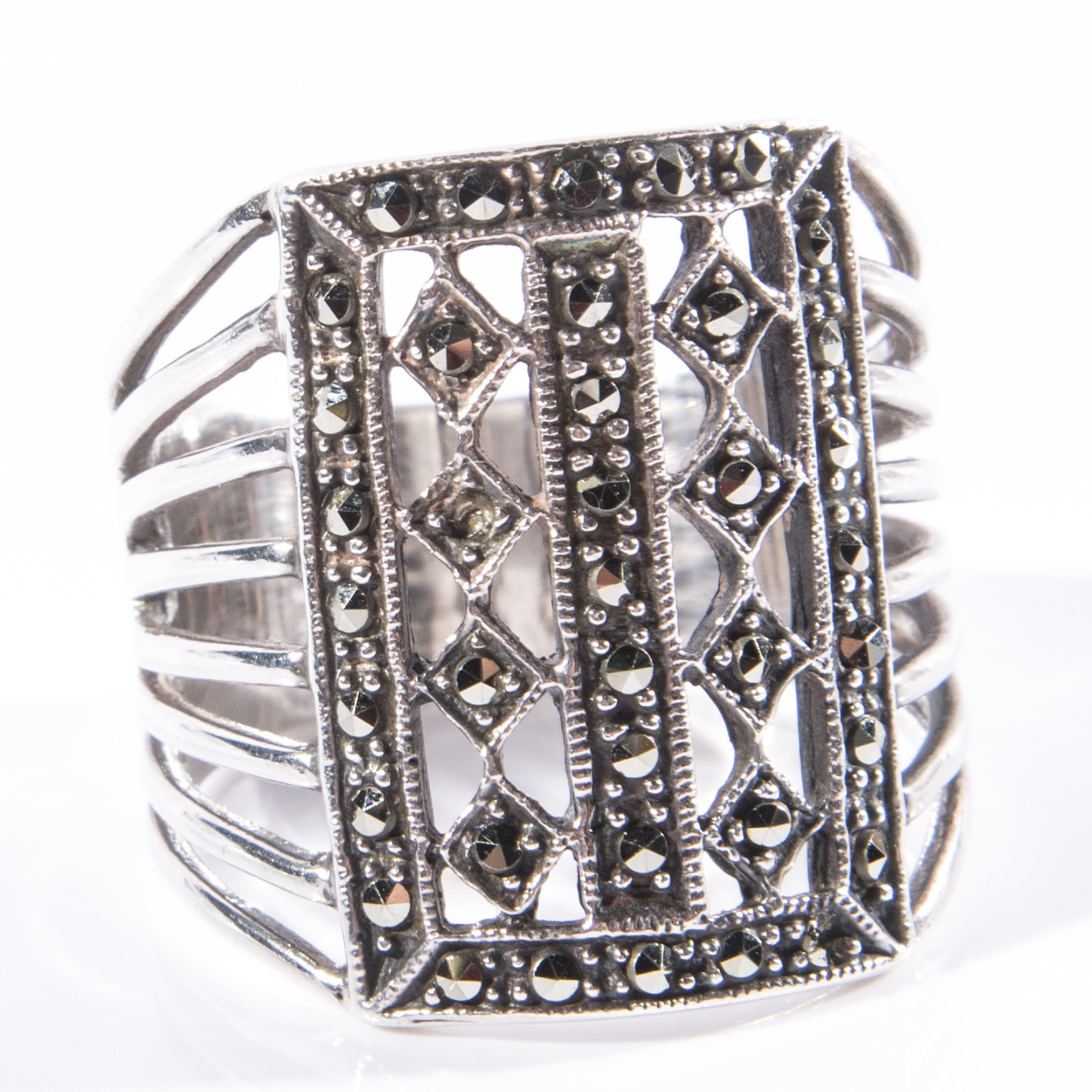 Openwork Marcasite Sterling Silver Ring