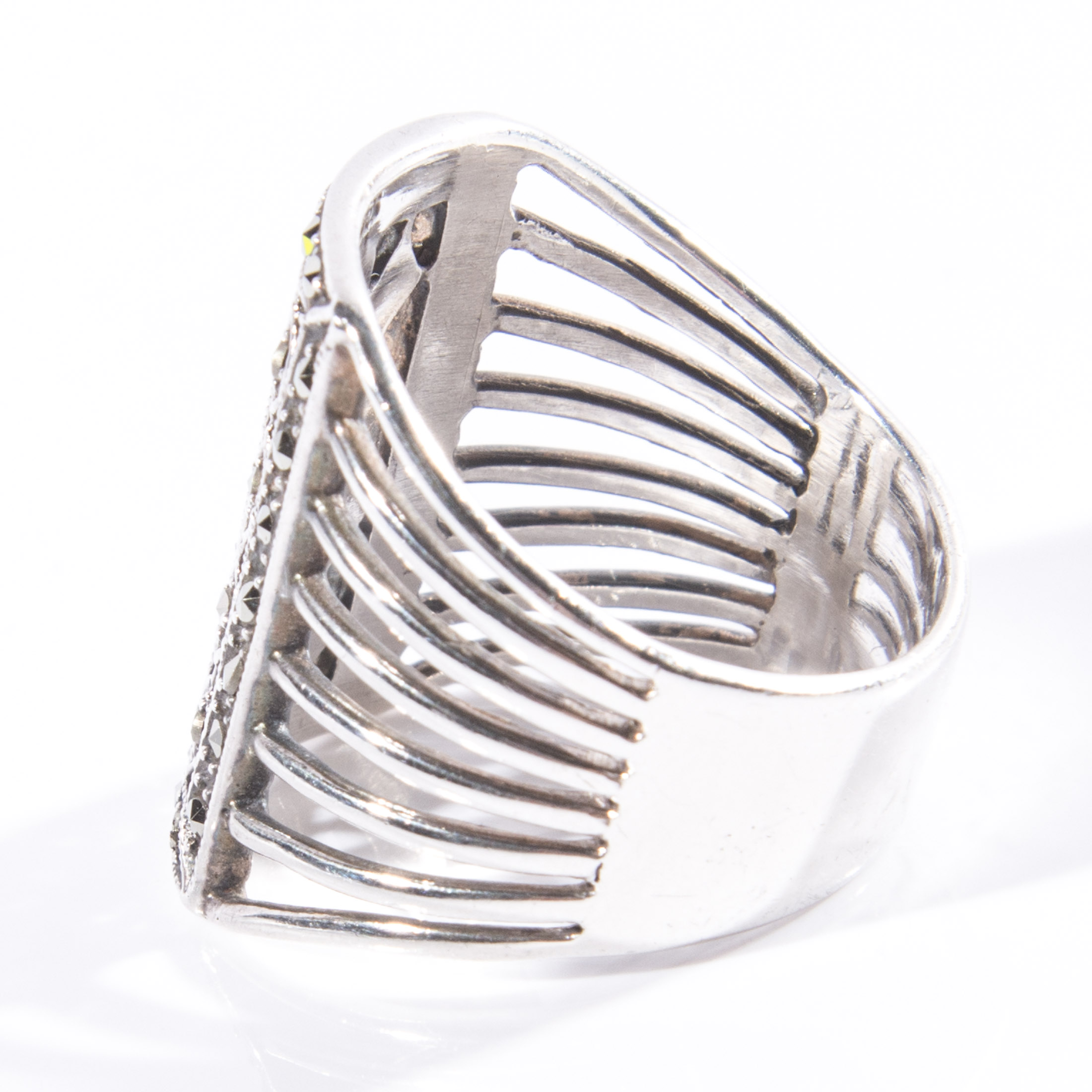 Openwork Marcasite Sterling Silver Ring
