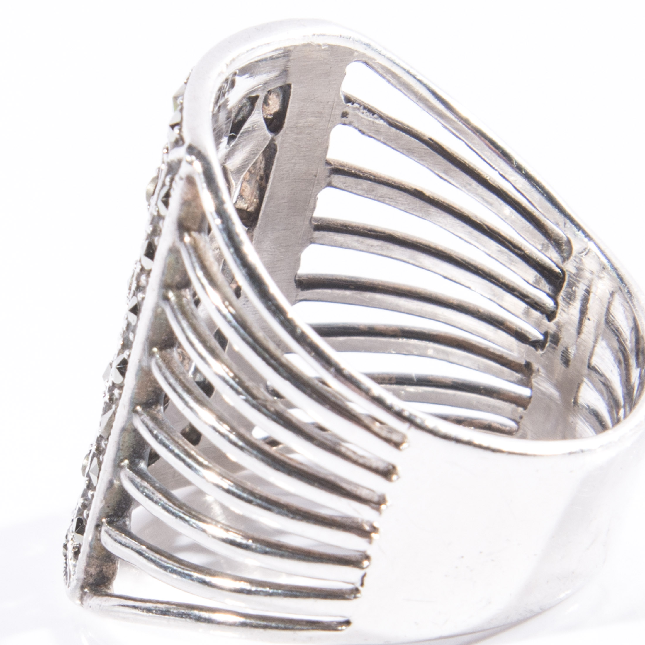 Openwork Marcasite Sterling Silver Ring