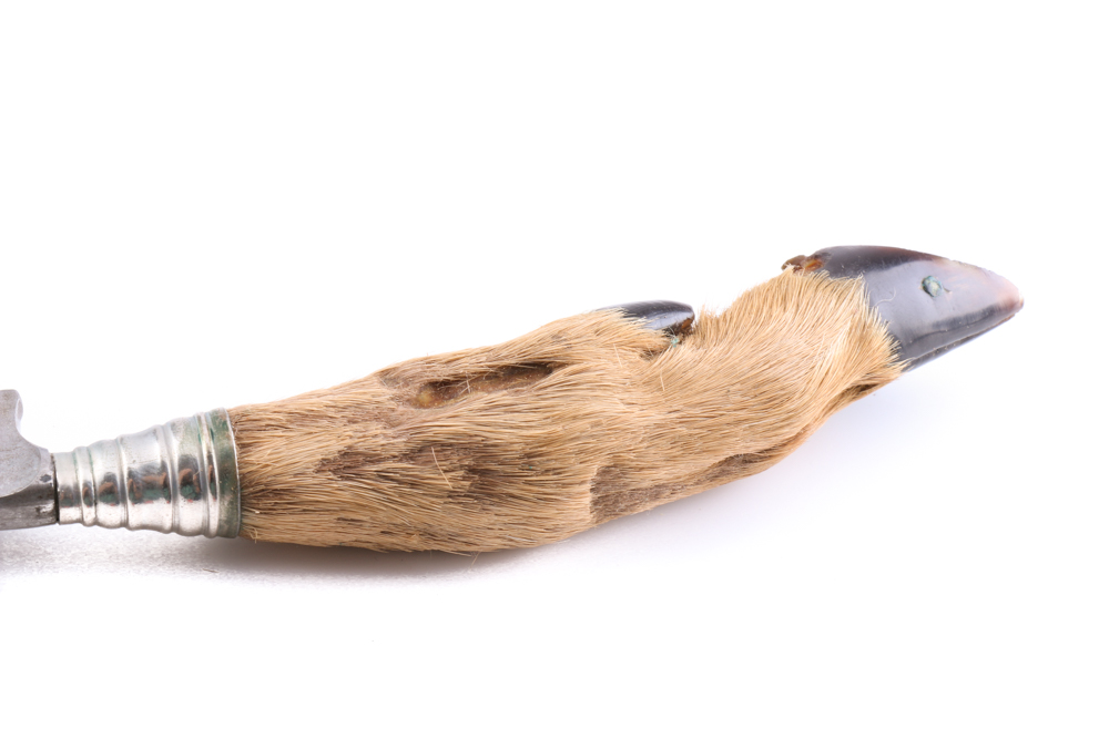 W. Clauberg German Hunting Knife with Deer Hoof Handle and Leather Sheath