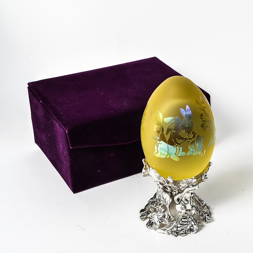 1999 Arthur Court Collector's Glass Egg With Stand