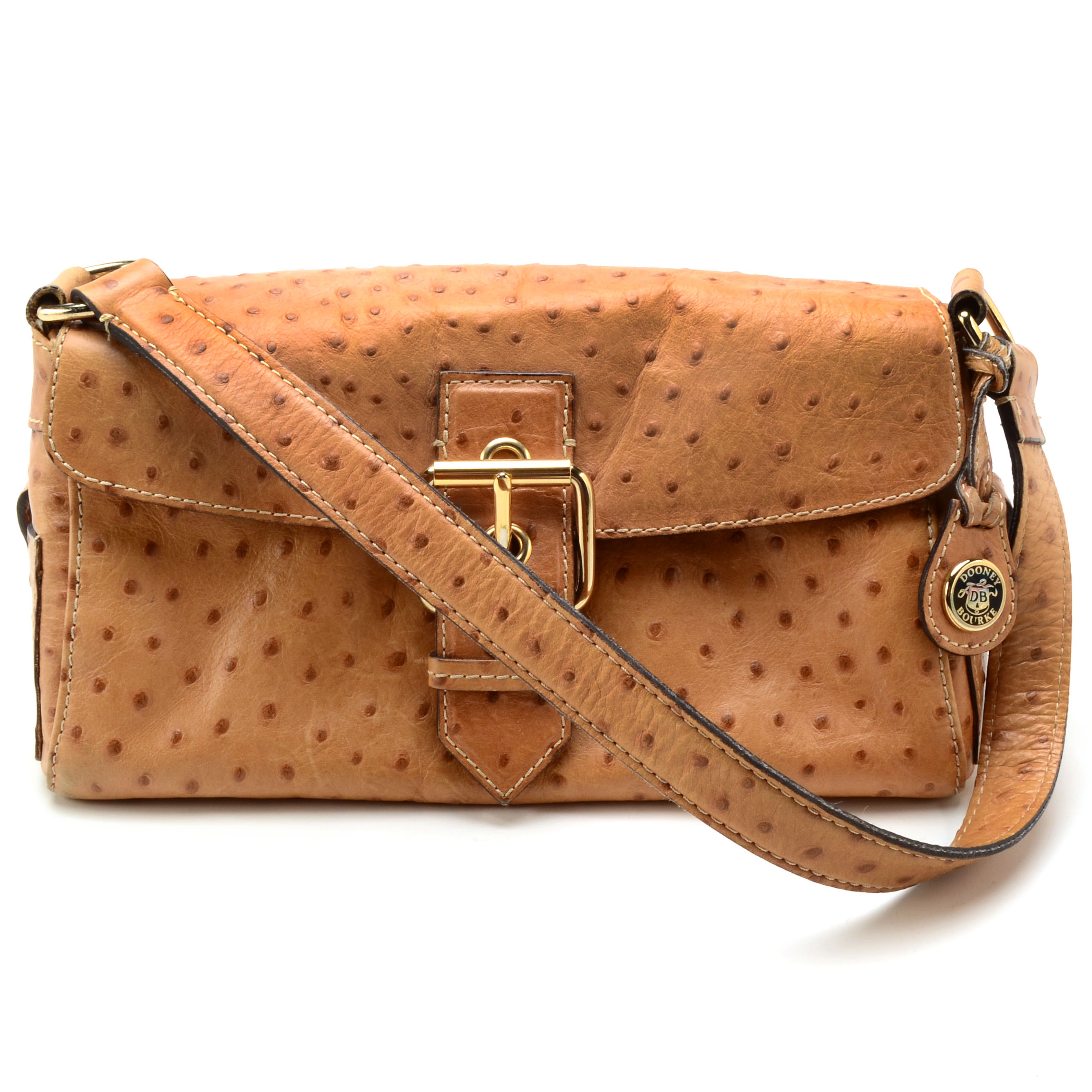 Dooney & Bourke Ostrich Stamped Leather Flap Bag