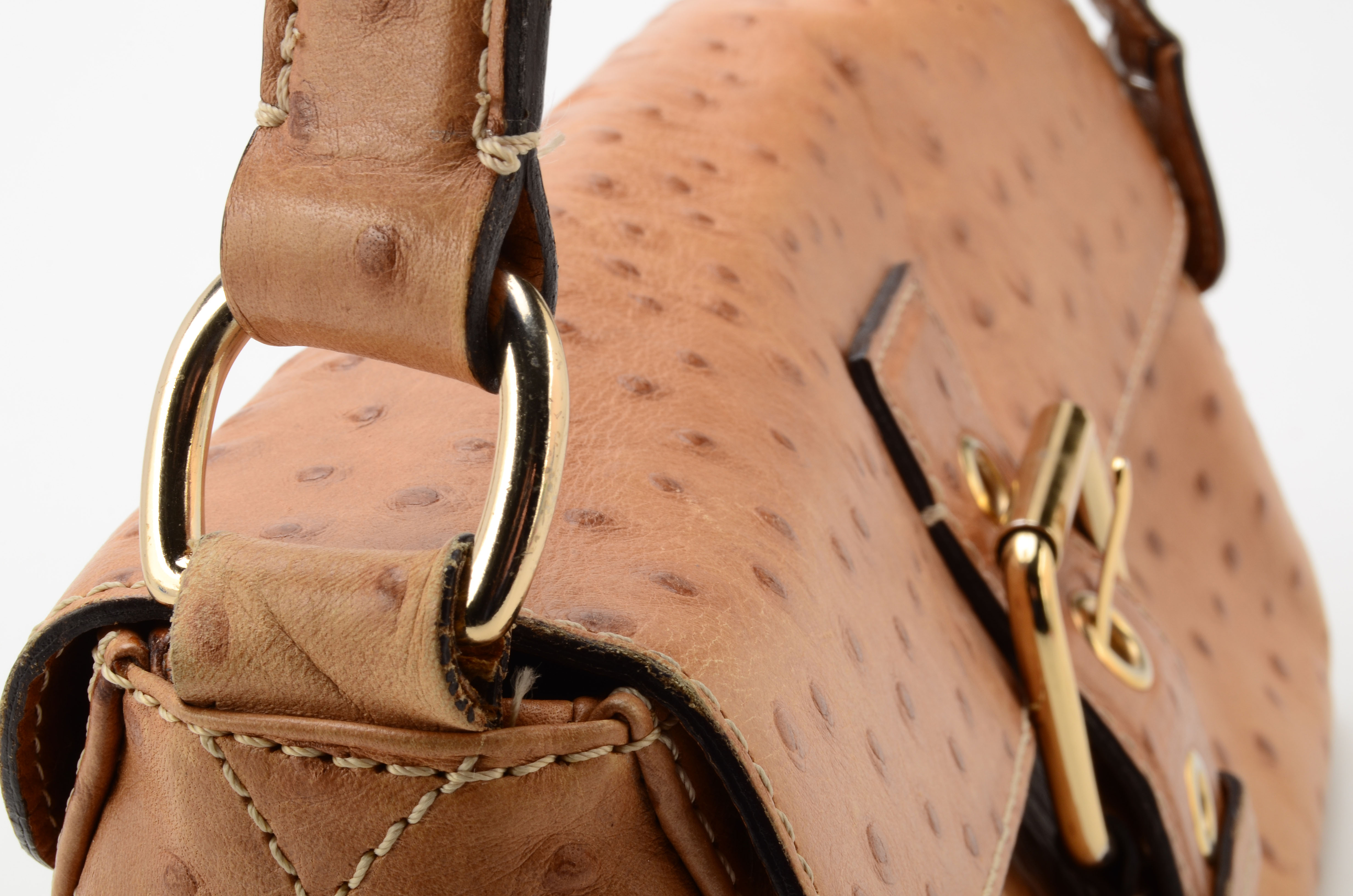 Dooney & Bourke Ostrich Stamped Leather Flap Bag