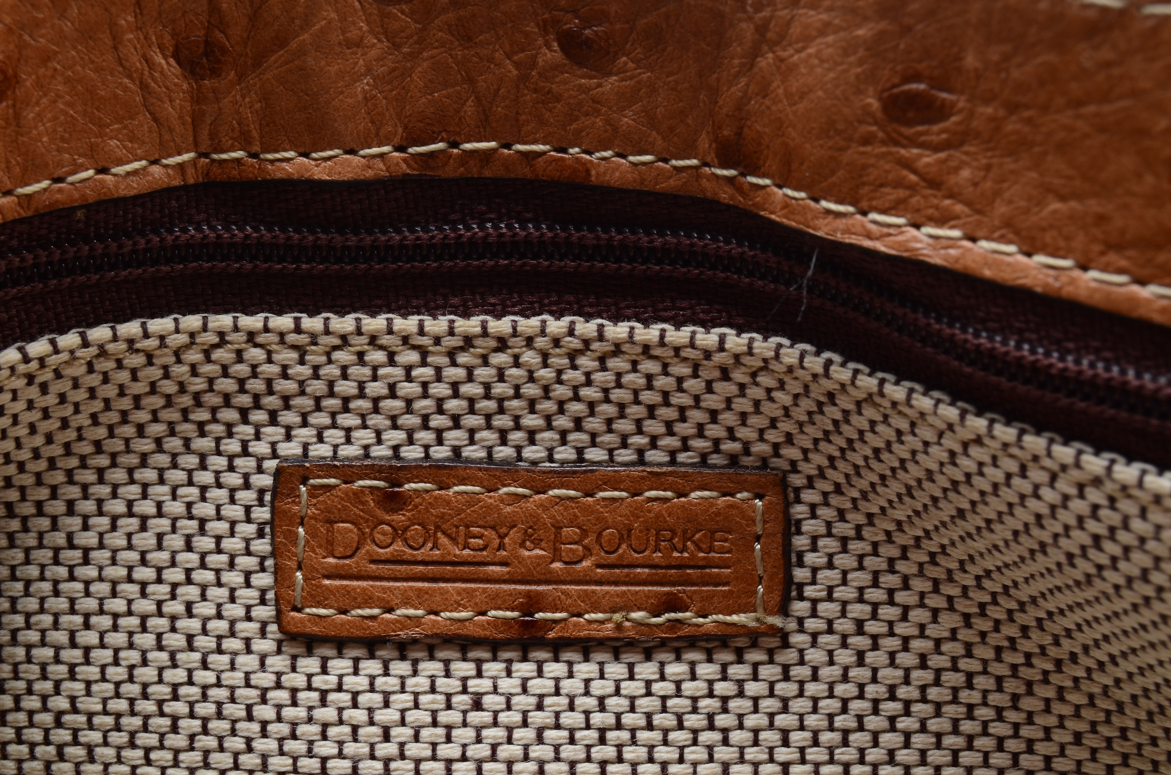 Dooney & Bourke Ostrich Stamped Leather Flap Bag