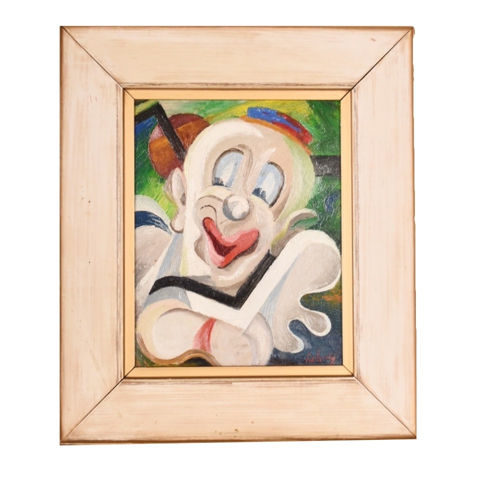 Arthur Helwig Oil Portrait on Canvas of Clown
