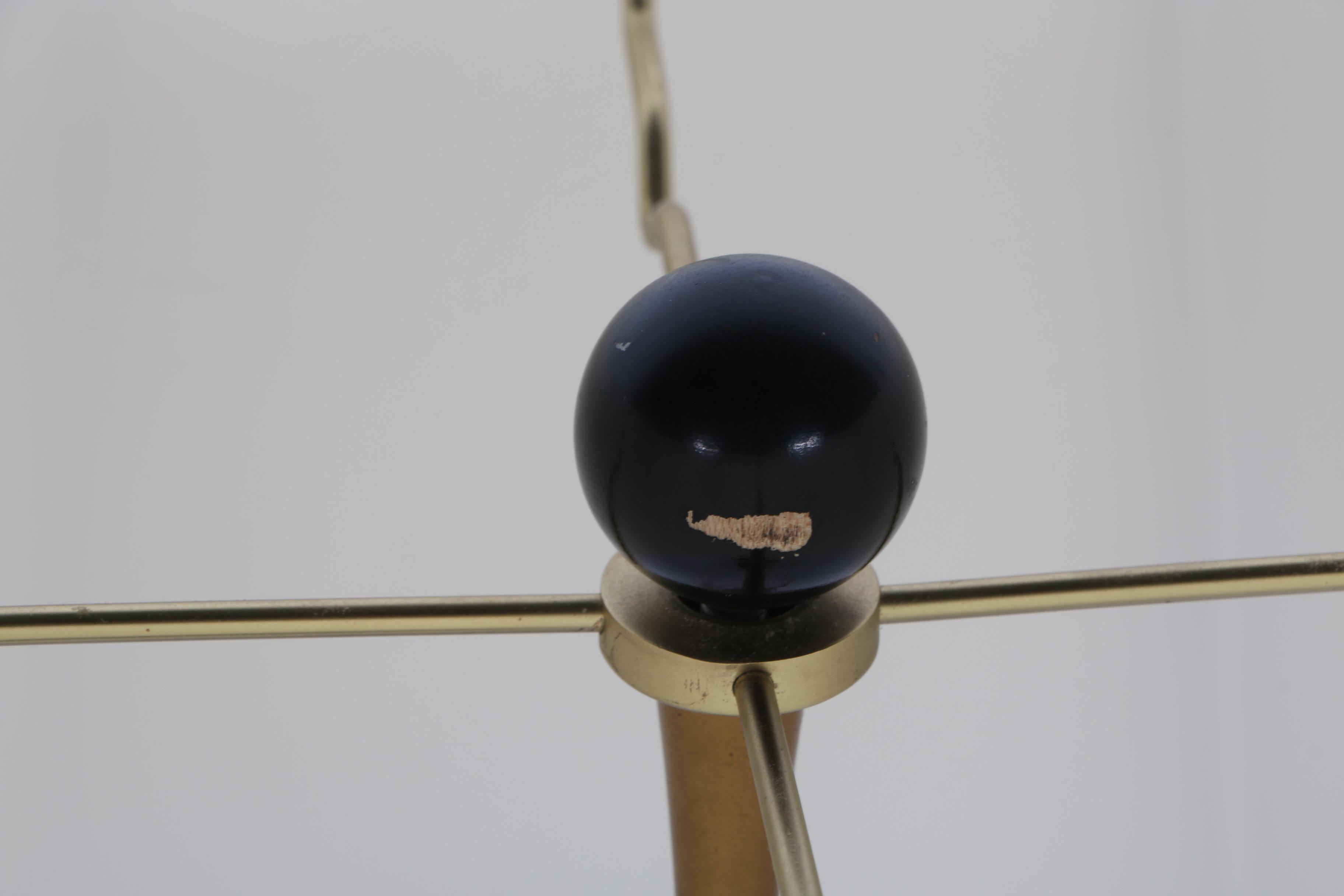 Mid-Century Metal and Crackle Glass Table Lamp