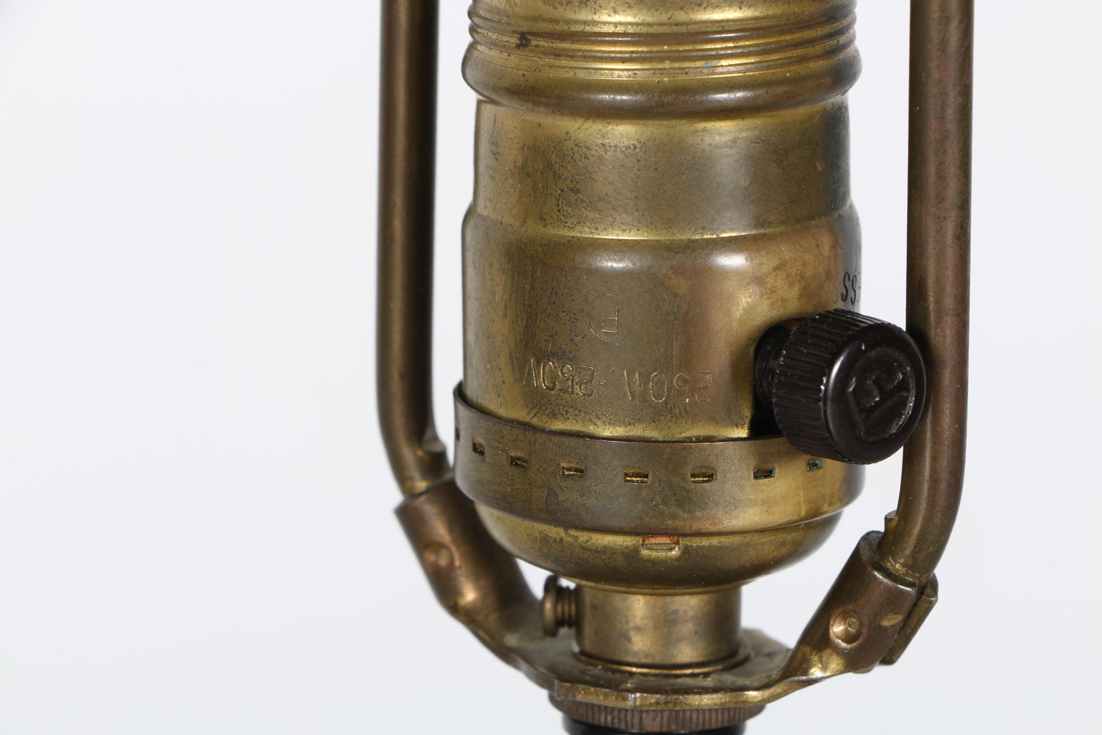 Mid-Century Metal and Crackle Glass Table Lamp