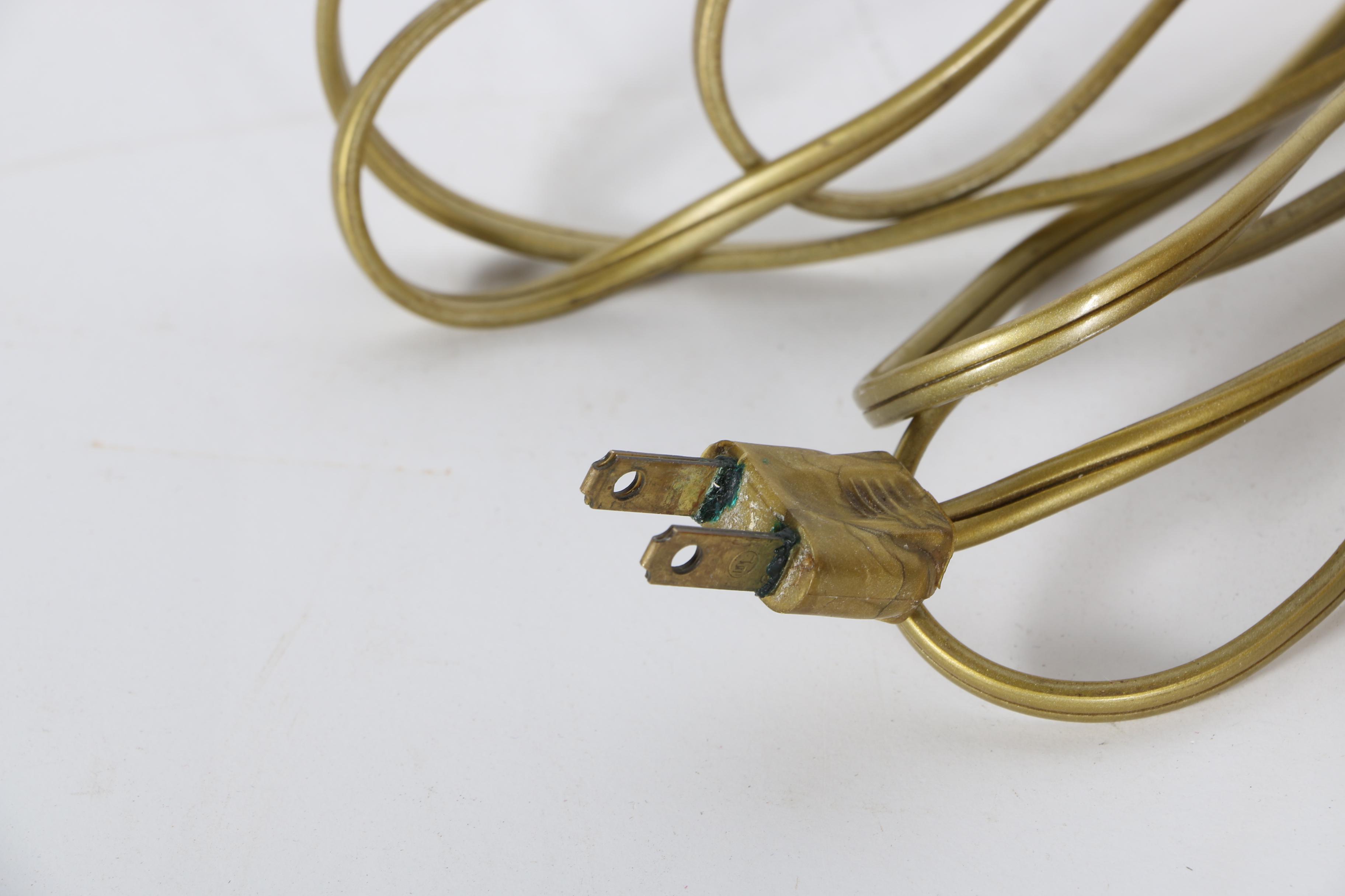 Mid-Century Metal and Crackle Glass Table Lamp