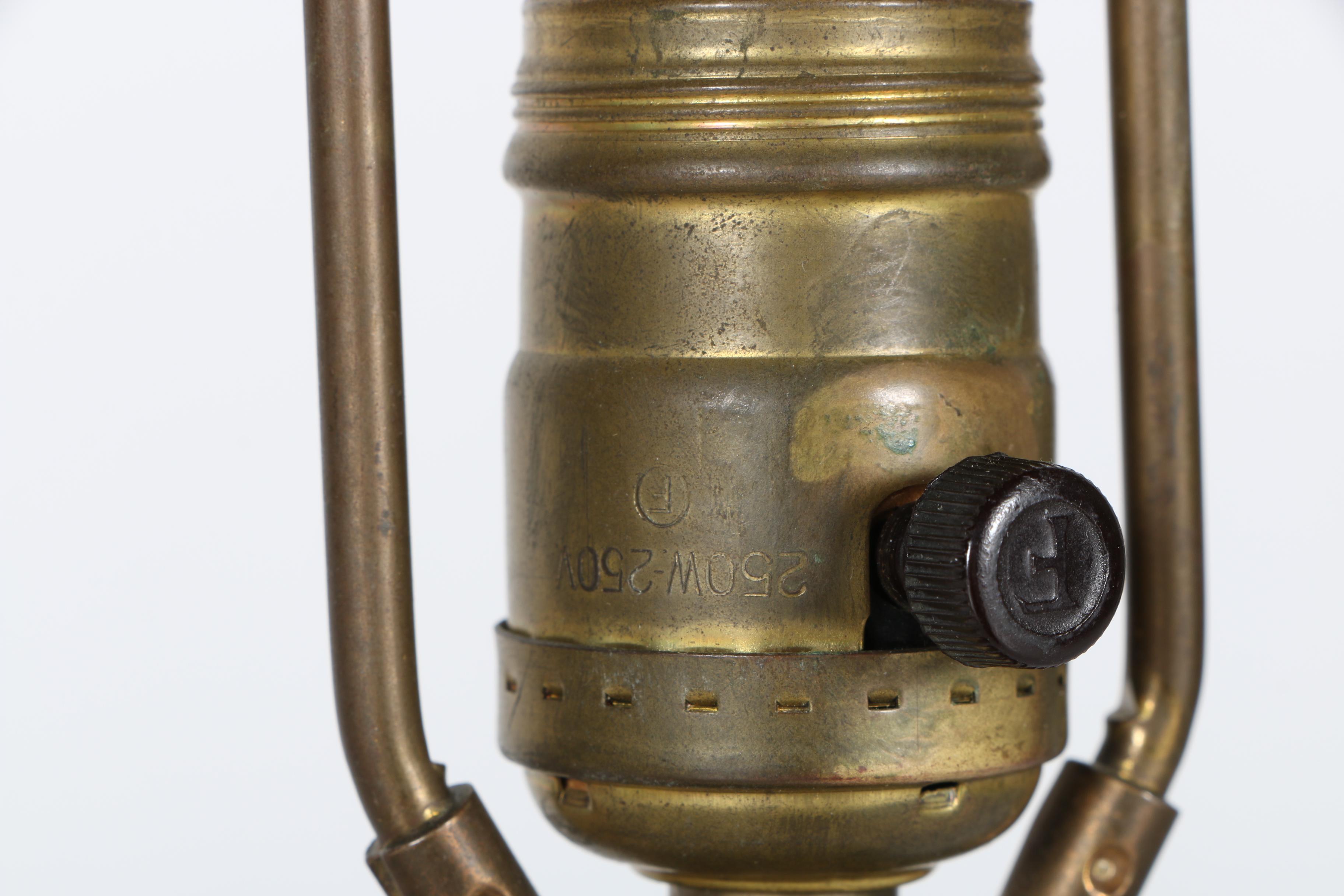 Mid-Century Metal and Crackle Glass Table Lamp