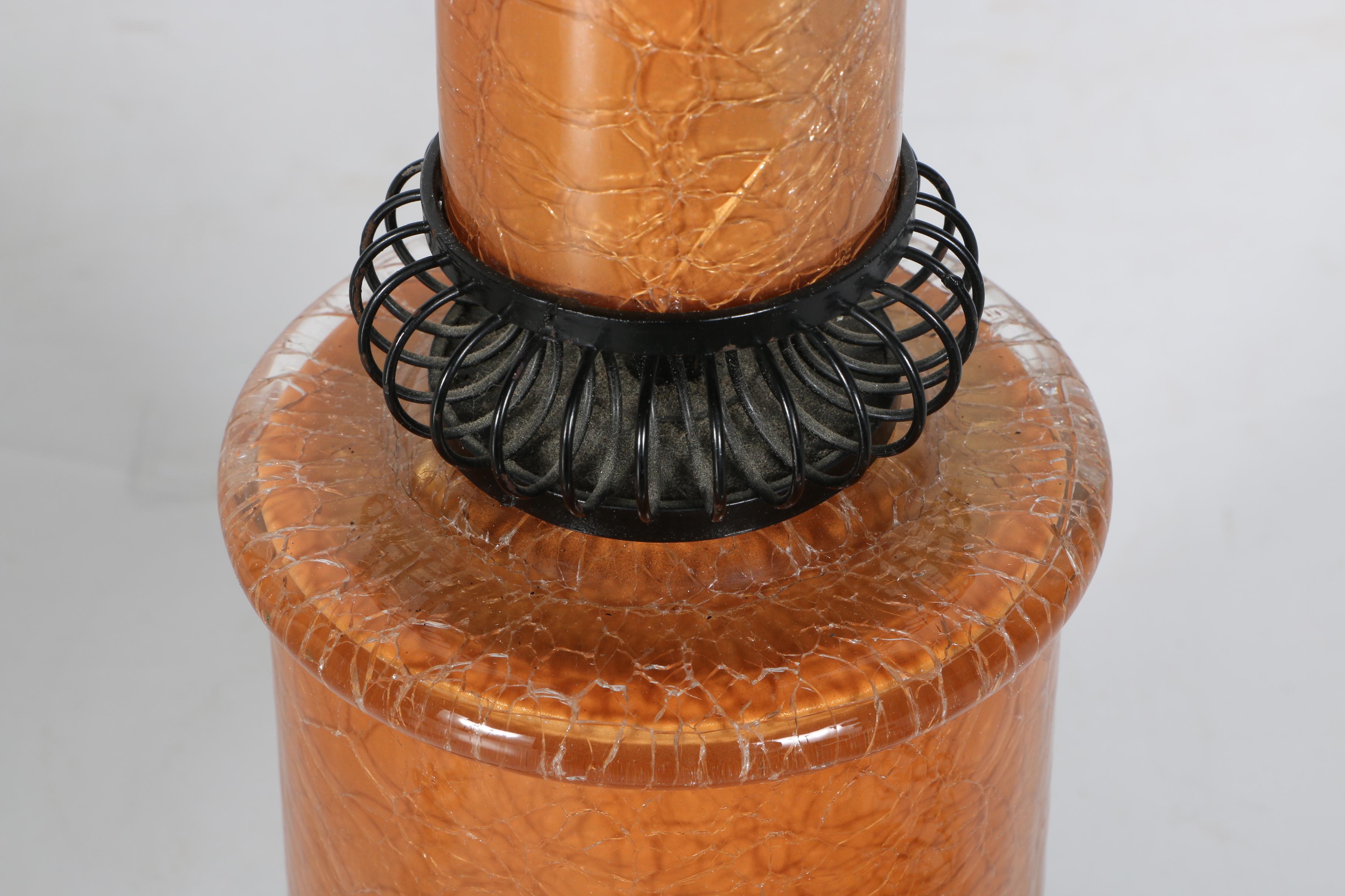 Mid-Century Metal and Crackle Glass Table Lamp