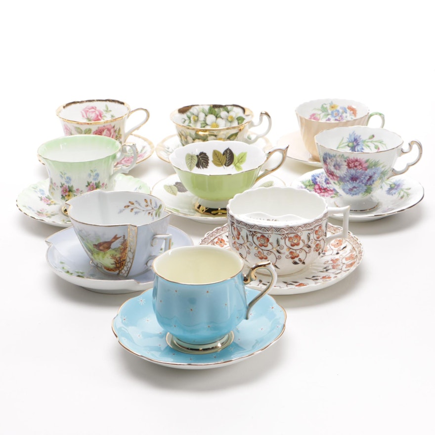 Adderley and Other English Bone China Tea Cups And Saucers