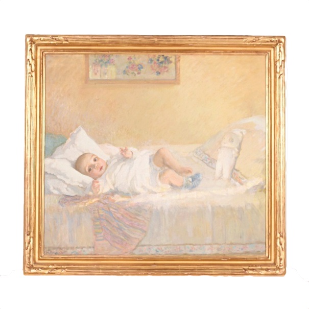 F. Luis Mora Original Painting "Rosemary In Her Crib"