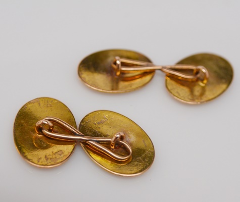 14K Yellow Gold Wave Patterned Cufflinks