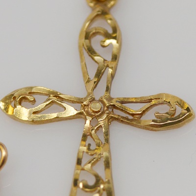 Vintage 10K Rose Gold and 14K Yellow Gold Cross Pendants/Charms