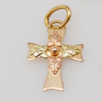 Vintage 10K Rose Gold and 14K Yellow Gold Cross Pendants/Charms