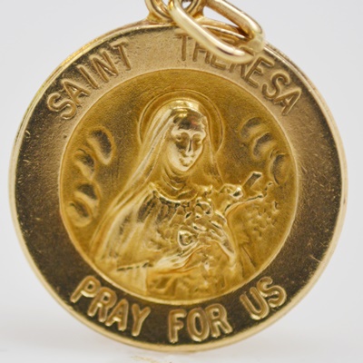 Vintage 14K Yellow Gold St. Theresa Charm/Pendant