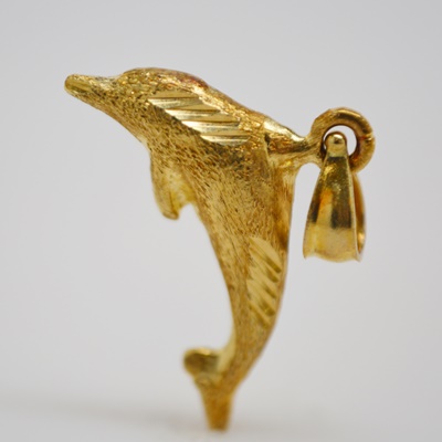 14K Yellow Gold Dolphin Pendant/Charm