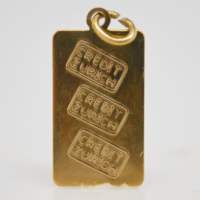 10K Yellow Gold Credit Zurich Bar Pendant/Charm