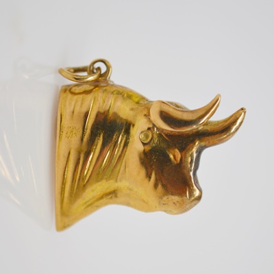14K Yellow Gold Steer Head Pendant/Charm