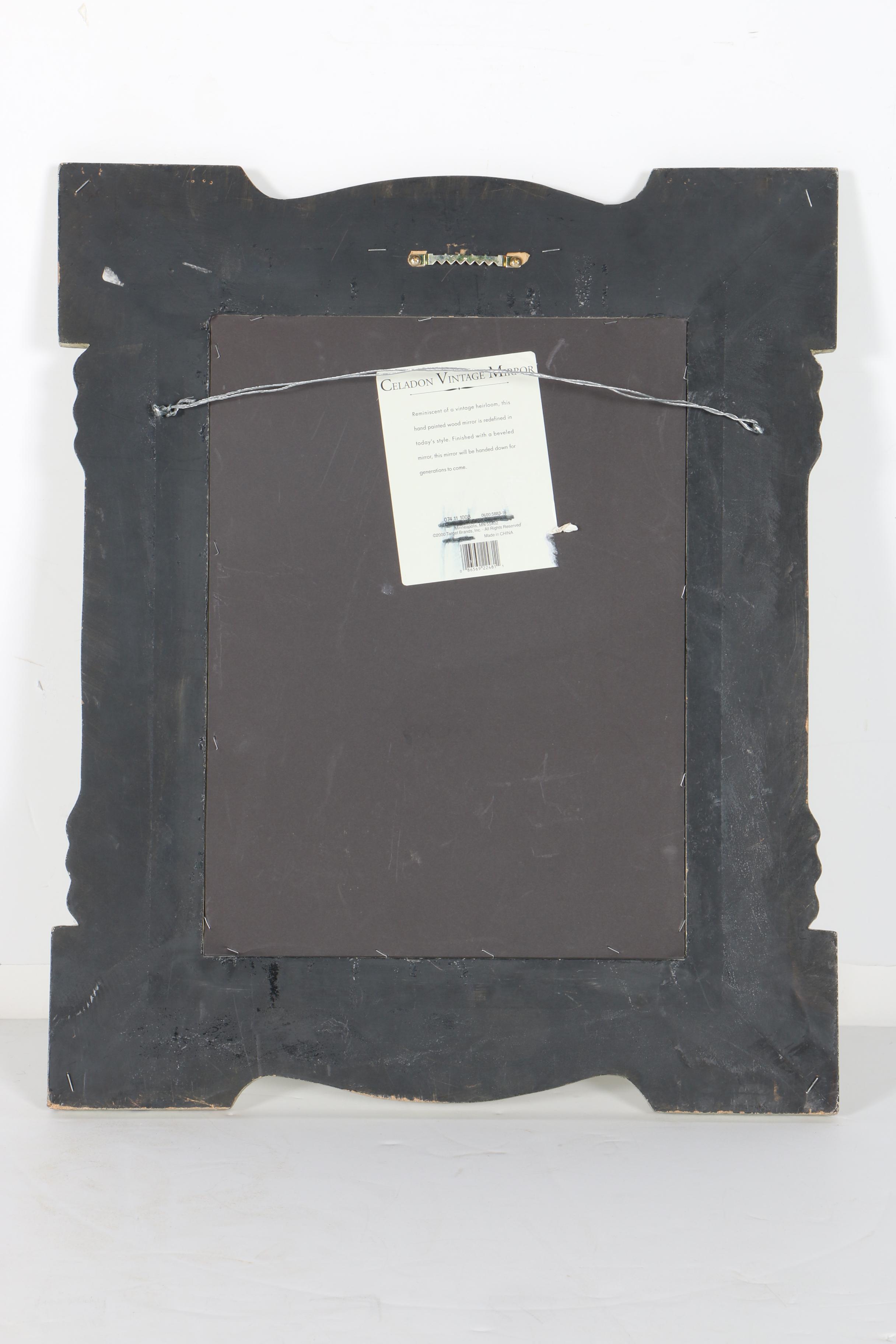 Celadon Vintage Mirror and Folding Three Panel Screen