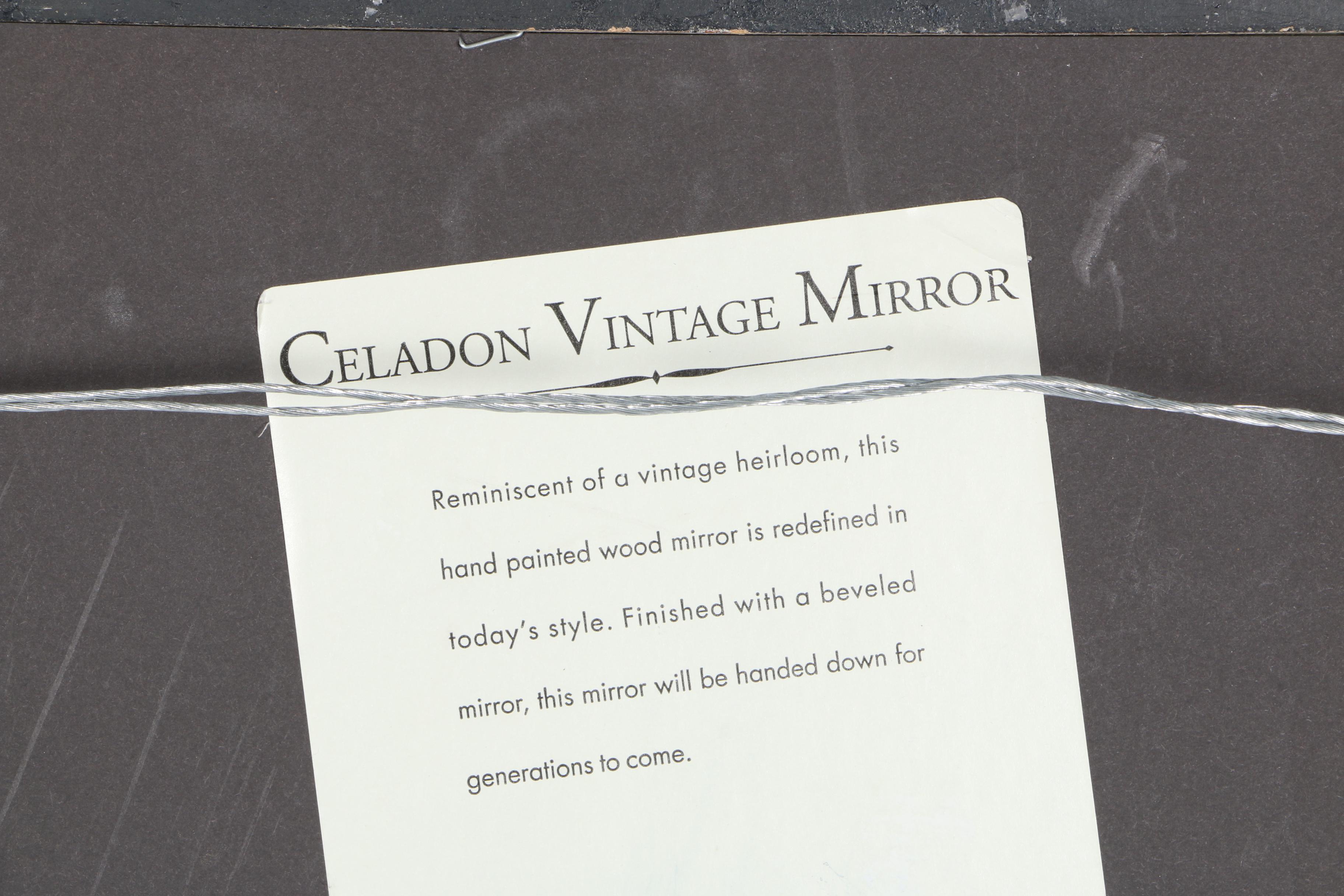 Celadon Vintage Mirror and Folding Three Panel Screen