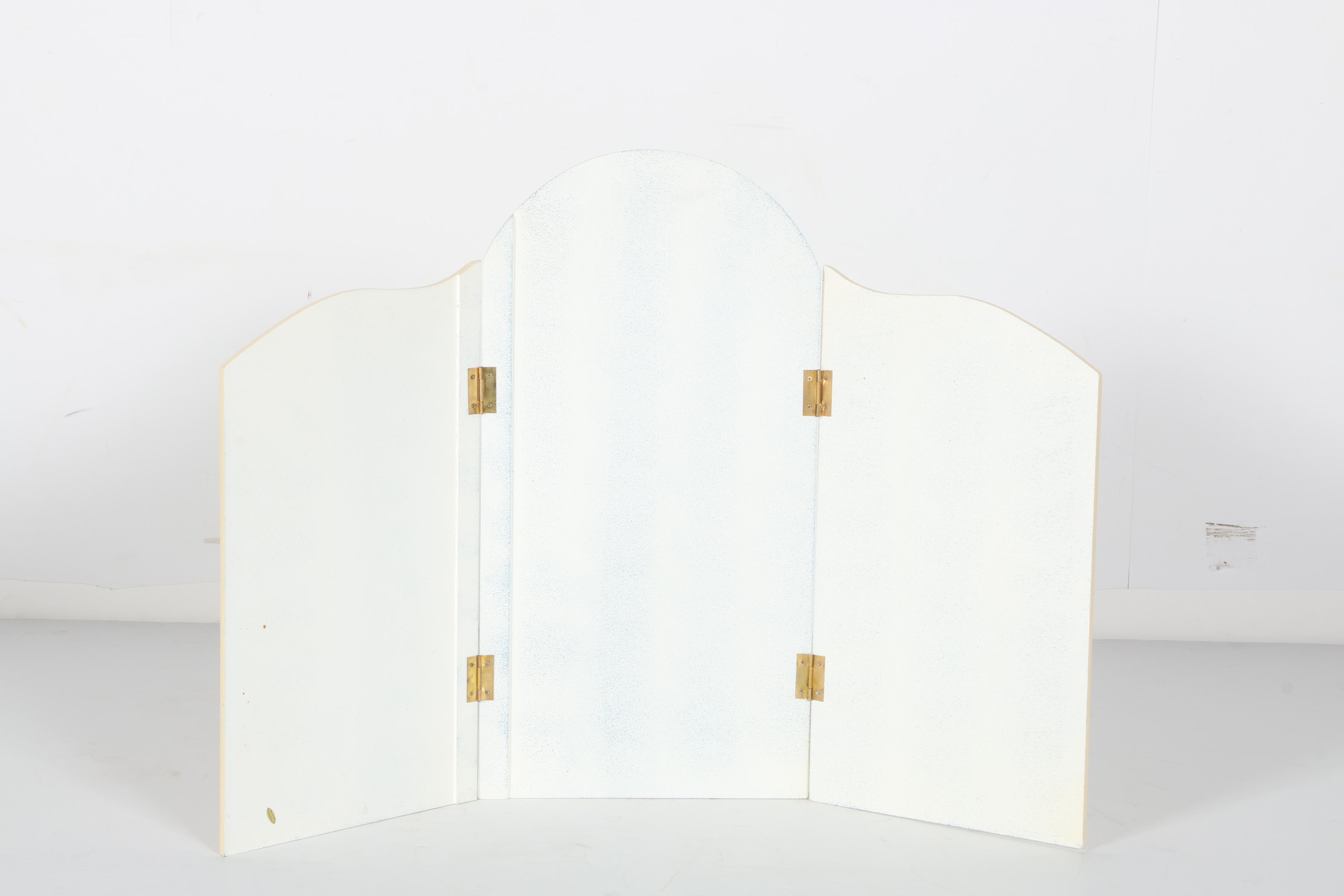 Celadon Vintage Mirror and Folding Three Panel Screen