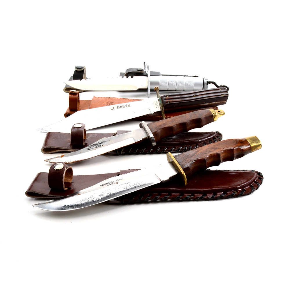 Group of Hunting and Survival Knives