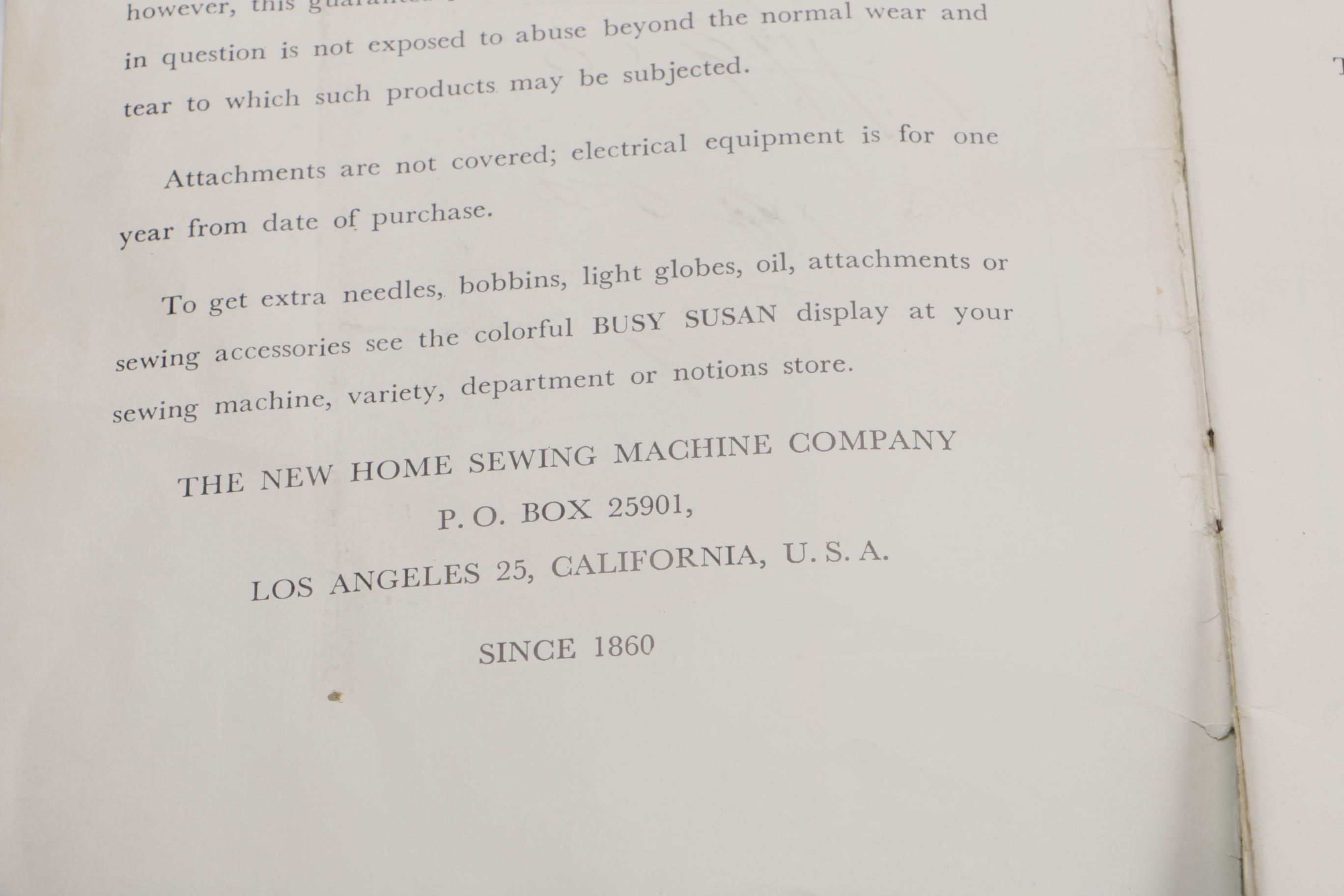 New Home Electric Sewing Machine Circa 1955