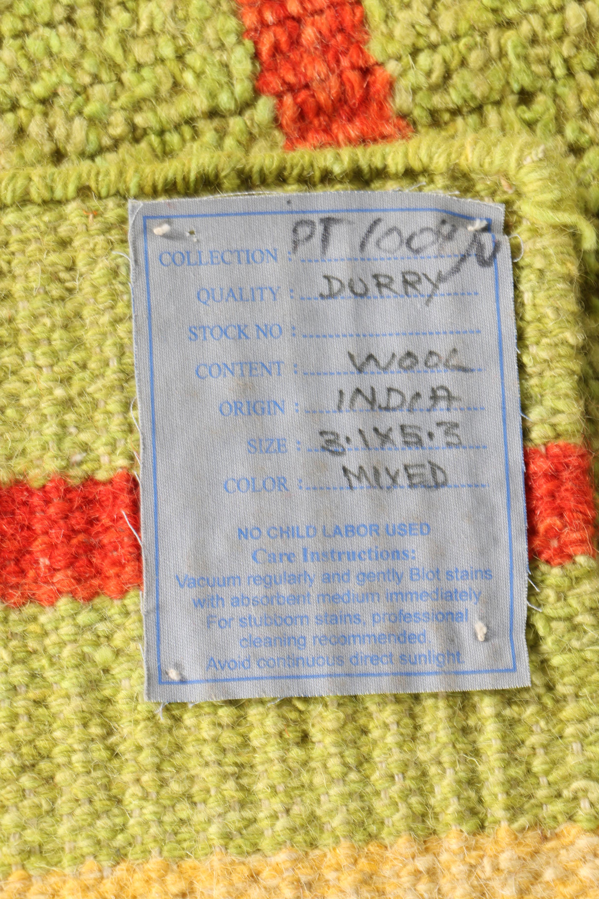 Handwoven Indian Dhurrie Flat Weave Striped Area Rug