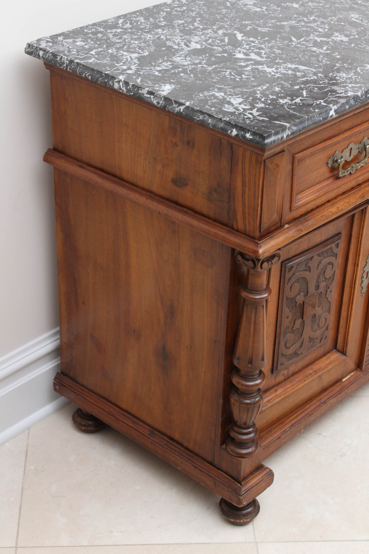 Antique Italian Marble Top Buffet