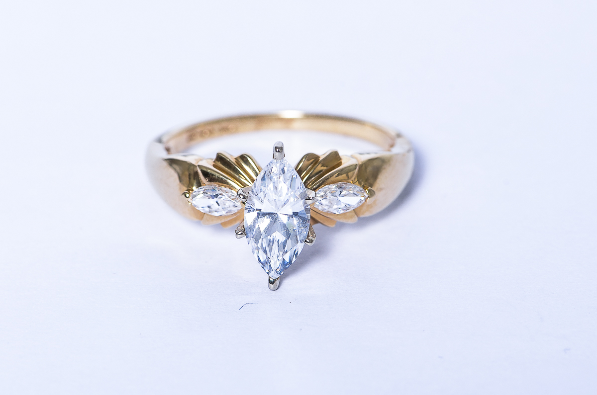 14K Yellow Gold and Cubic Zirconia Engagement Ring