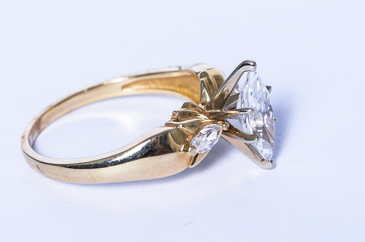14K Yellow Gold and Cubic Zirconia Engagement Ring