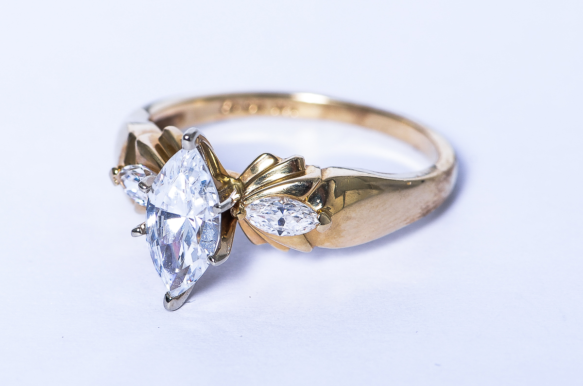 14K Yellow Gold and Cubic Zirconia Engagement Ring