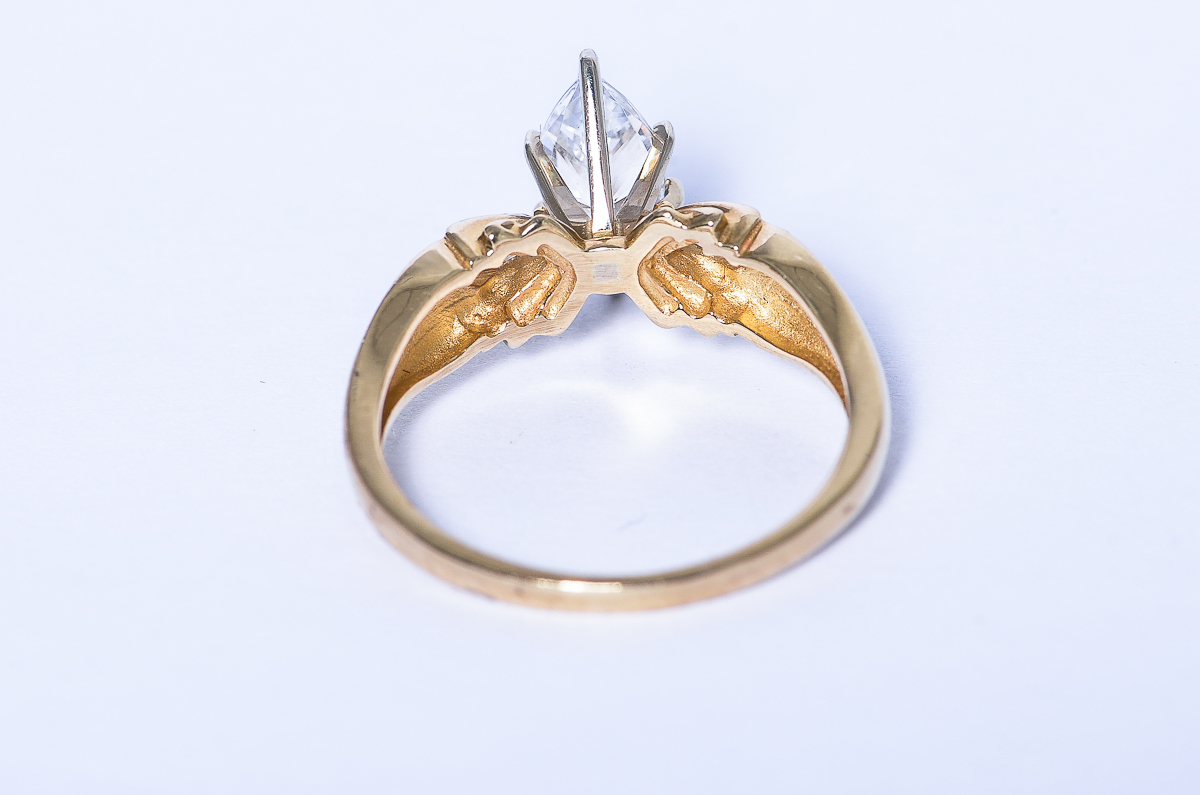 14K Yellow Gold and Cubic Zirconia Engagement Ring