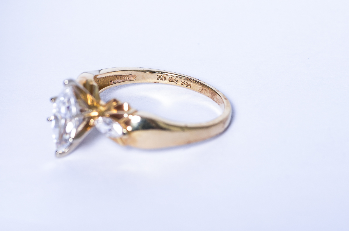 14K Yellow Gold and Cubic Zirconia Engagement Ring