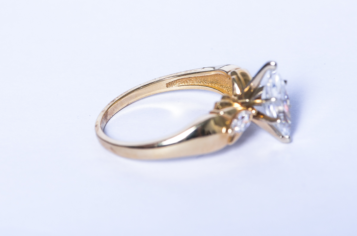 14K Yellow Gold and Cubic Zirconia Engagement Ring