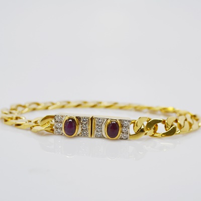 18K Yellow Gold Ruby and Diamond Station Bracelet