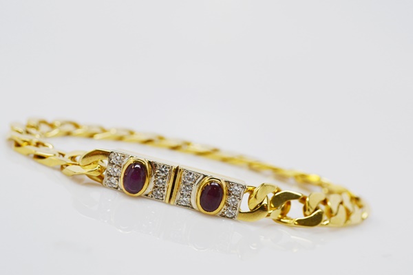 18K Yellow Gold Ruby and Diamond Station Bracelet