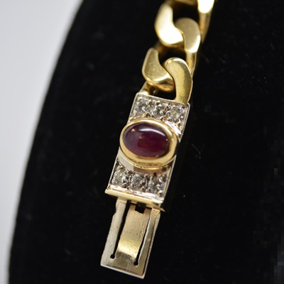 18K Yellow Gold Ruby and Diamond Station Bracelet