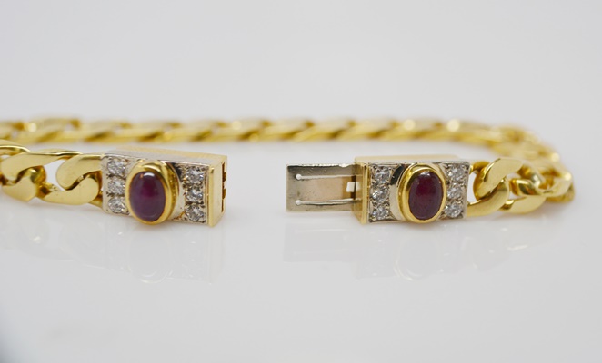 18K Yellow Gold Ruby and Diamond Station Bracelet