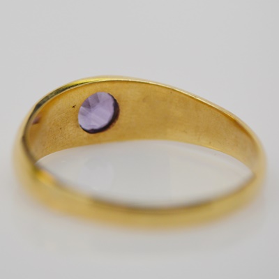 14K Yellow Gold Amethyst Flush Set Ring