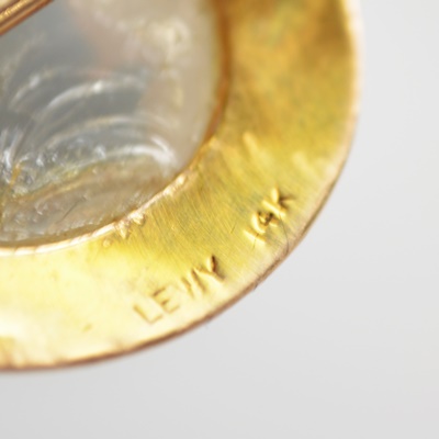 Antique 14K Yellow Gold Onyx Mercury Cameo Brooch/Pendant